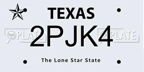2PJK4 Texas License Plate