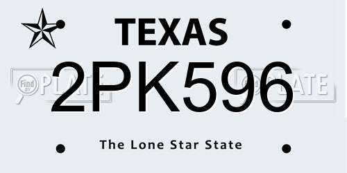 2PK596 Texas License Plate