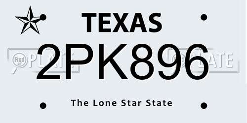 2PK896 Texas License Plate
