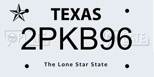 2PKB96 Texas License Plate