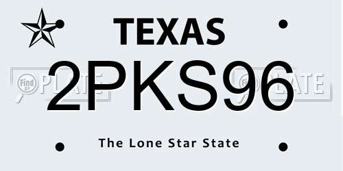 2PKS96 Texas License Plate