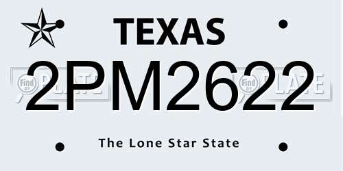 2PM2622 Texas License Plate