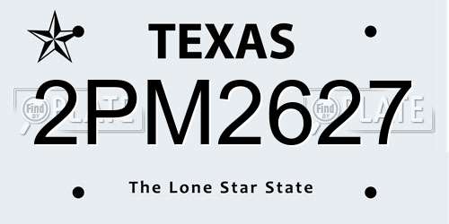 2PM2627 Texas License Plate