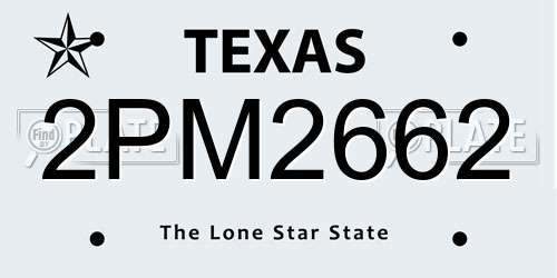 2PM2662 Texas License Plate