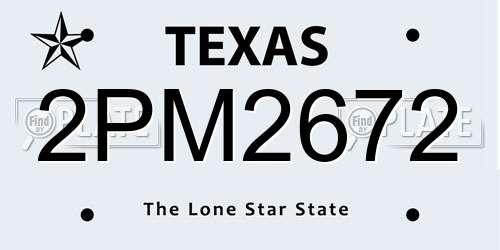 2PM2672 Texas License Plate