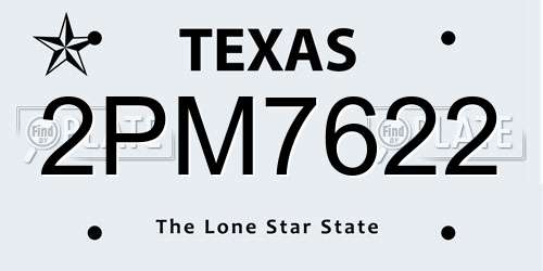 2PM7622 Texas License Plate