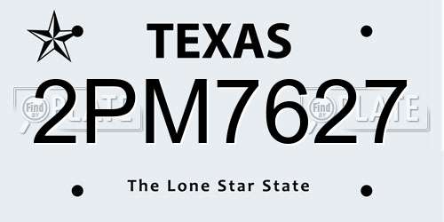 2PM7627 Texas License Plate