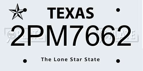 2PM7662 Texas License Plate