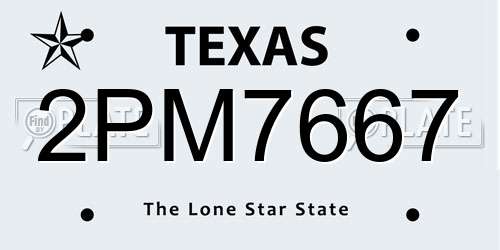 2PM7667 Texas License Plate