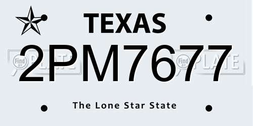 2PM7677 Texas License Plate