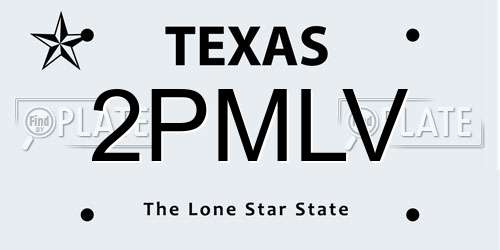 2PMLV Texas License Plate
