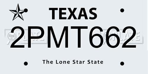 2PMT662 Texas License Plate