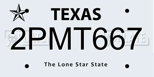 2PMT667 Texas License Plate