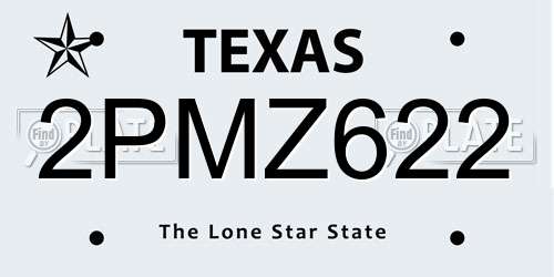 2PMZ622 Texas License Plate