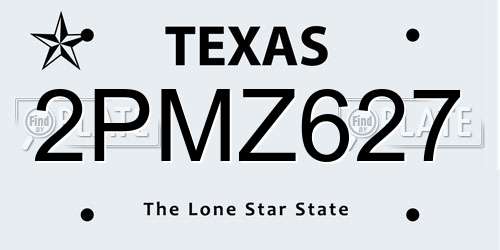 2PMZ627 Texas License Plate