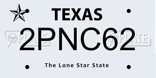 2PNC62 Texas License Plate