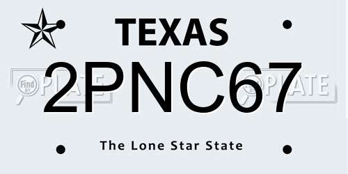2PNC67 Texas License Plate
