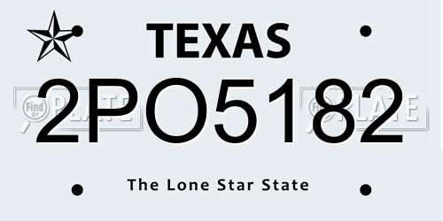 2PO5182 Texas License Plate