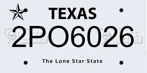 2PO6026 Texas License Plate
