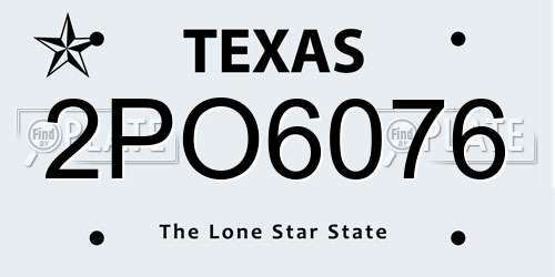 2PO6076 Texas License Plate