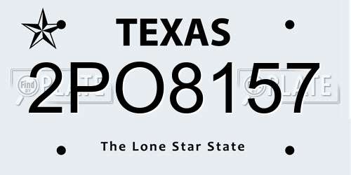 2PO8157 Texas License Plate