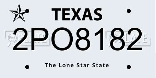 2PO8182 Texas License Plate