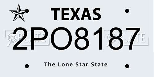 2PO8187 Texas License Plate