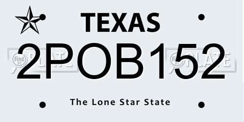 2POB152 Texas License Plate