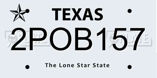 2POB157 Texas License Plate