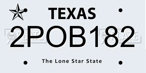 2POB182 Texas License Plate