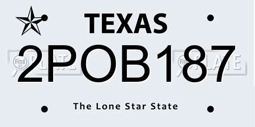 2POB187 Texas License Plate
