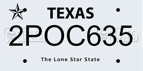 2POC635 Texas License Plate
