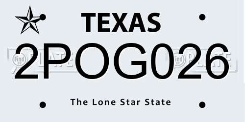 2POG026 Texas License Plate