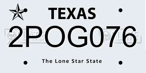 2POG076 Texas License Plate