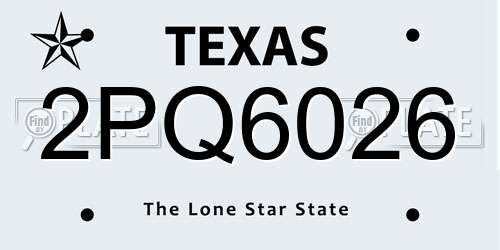 2PQ6026 Texas License Plate