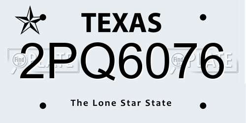 2PQ6076 Texas License Plate