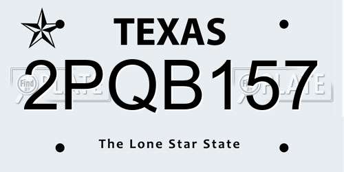 2PQB157 Texas License Plate