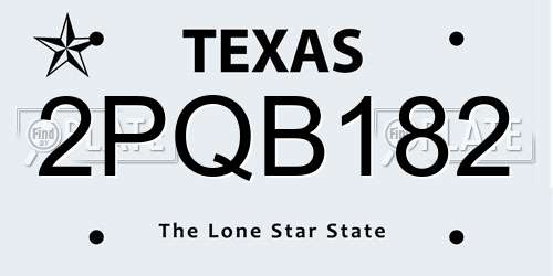 2PQB182 Texas License Plate