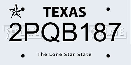 2PQB187 Texas License Plate