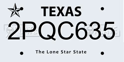 2PQC635 Texas License Plate