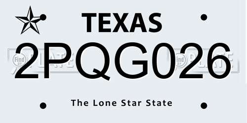 2PQG026 Texas License Plate