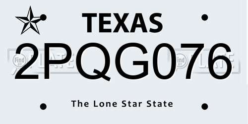 2PQG076 Texas License Plate