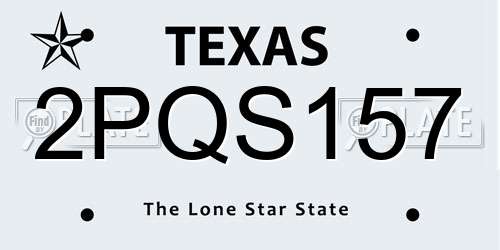 2PQS157 Texas License Plate