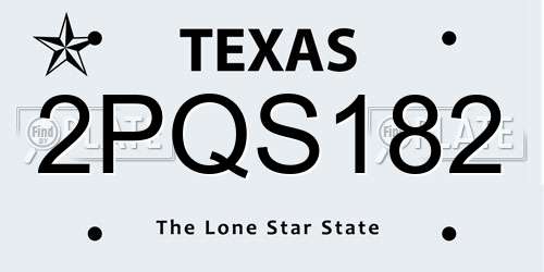 2PQS182 Texas License Plate