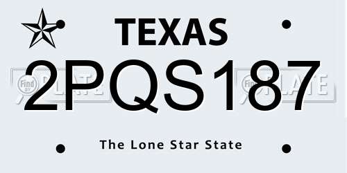 2PQS187 Texas License Plate