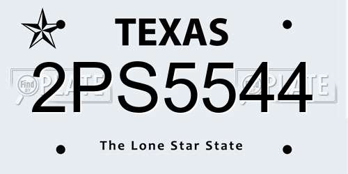 2PS5544 Texas License Plate