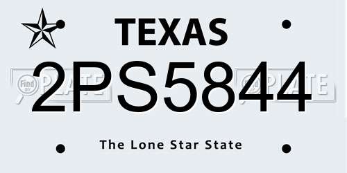 2PS5844 Texas License Plate