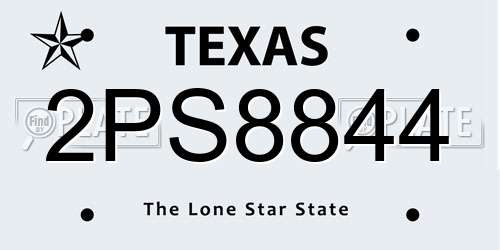 2PS8844 Texas License Plate