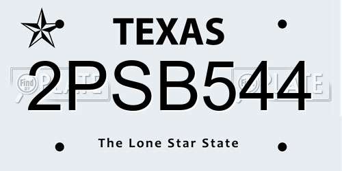 2PSB544 Texas License Plate