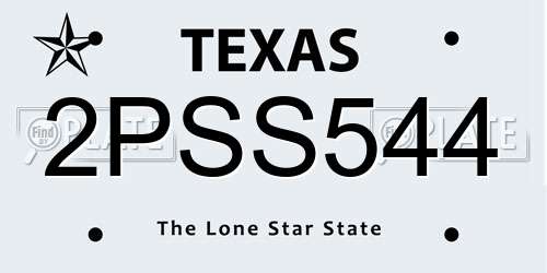 2PSS544 Texas License Plate